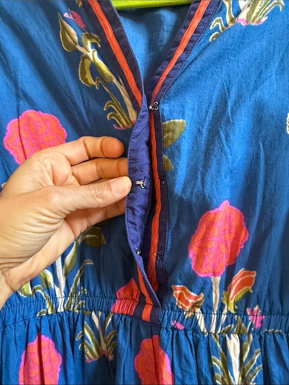 THML Blue Maxi Dress with Pink Floral Print - Picture 3 of 5